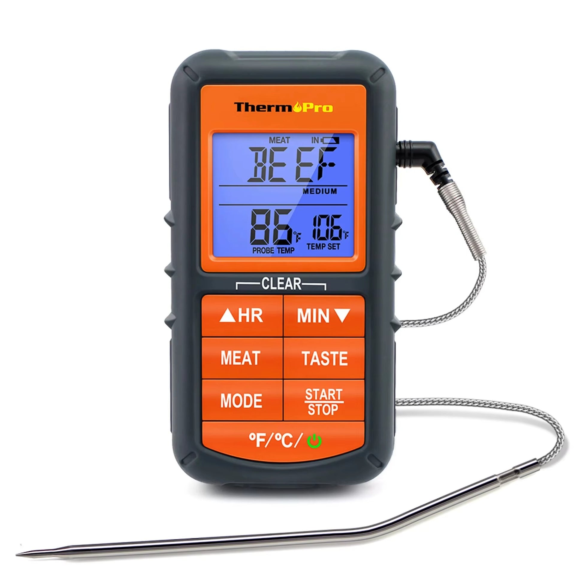 ThermoPro TP06B Digital Kitchen Food Thermometer Single Probe with Timer/Temperature Alarm for Smoker BBQ Meat Cooking Alphinea Store