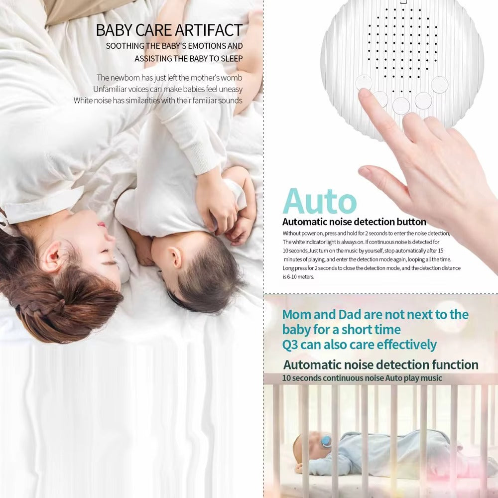 White Noise Sound Machine Portable Baby Sleep Machine 10 Soothing Sounds Volume Adjustable Built-in Rechargeable Battery USB Alphinea Store