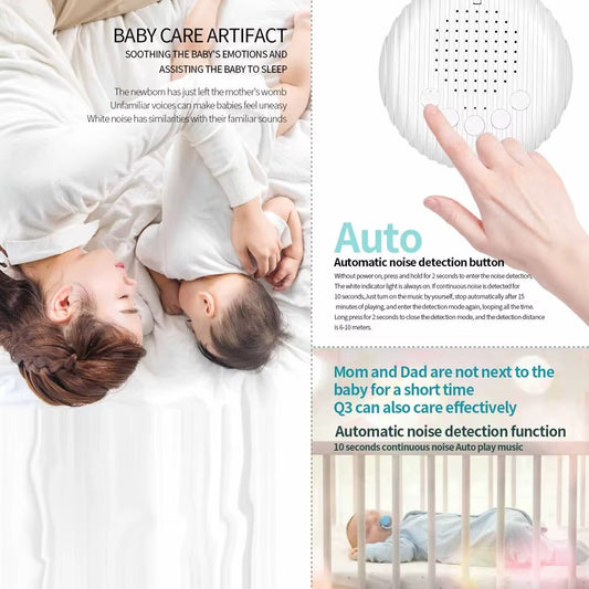 White Noise Sound Machine Portable Baby Sleep Machine 10 Soothing Sounds Volume Adjustable Built-in Rechargeable Battery USB Alphinea Store