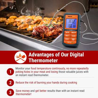 ThermoPro TP06B Digital Kitchen Food Thermometer Single Probe with Timer/Temperature Alarm for Smoker BBQ Meat Cooking Alphinea Store