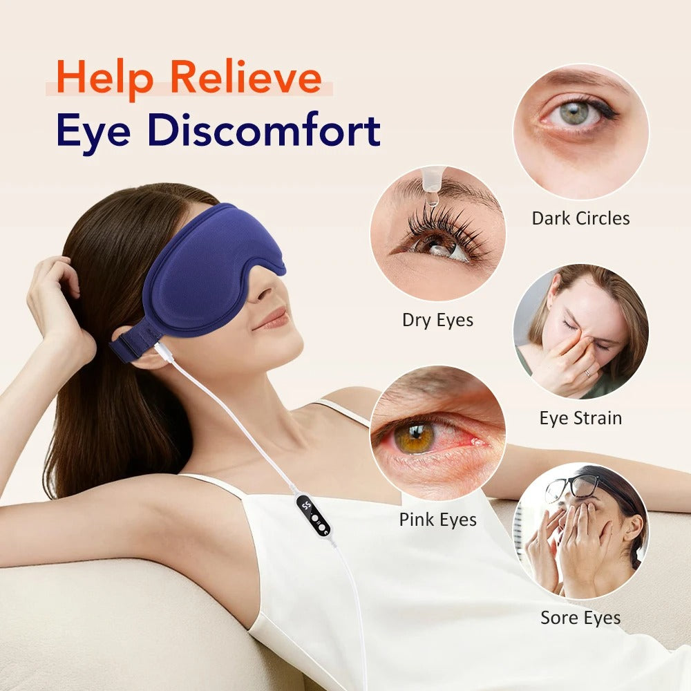 Heated Eye Masks For Dry Eyes 3D Rechargeable Adjustable Heat Massage Eyemask Relieve Eye Strain Office Home Sleeping Eyeshade Alphinea Store