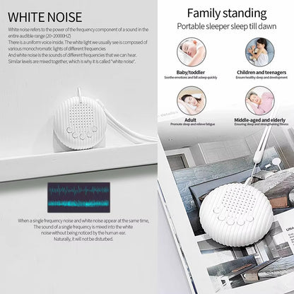 White Noise Sound Machine Portable Baby Sleep Machine 10 Soothing Sounds Volume Adjustable Built-in Rechargeable Battery USB Alphinea Store