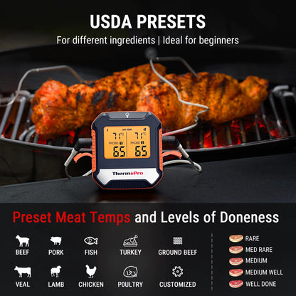 ThermoPro TP904 Bluetooth-connected APP Wireless 135M Dual Probes Digital Meat Thermometer, Kitchen Thermometer with Alarm Timer Alphinea Store