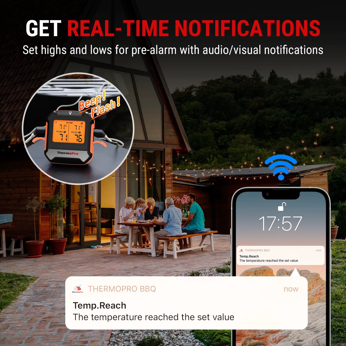 ThermoPro TP904 Bluetooth-connected APP Wireless 135M Dual Probes Digital Meat Thermometer, Kitchen Thermometer with Alarm Timer Alphinea Store