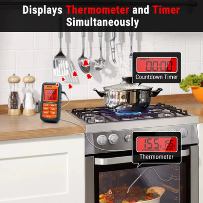ThermoPro TP06B Digital Kitchen Food Thermometer Single Probe with Timer/Temperature Alarm for Smoker BBQ Meat Cooking Alphinea Store
