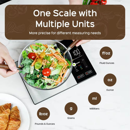 Smart Kitchen Scale Stainless Steel Food Calorie Protein Fat Carbs Nutritional Calculator 11LB/5kg Weight for Healthy Cooking Alphinea Store