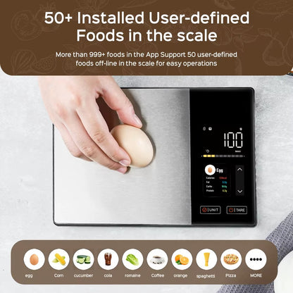 Smart Kitchen Scale Stainless Steel Food Calorie Protein Fat Carbs Nutritional Calculator 11LB/5kg Weight for Healthy Cooking Alphinea Store