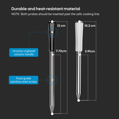 Smart Beef Meat Thermometer Wireless Bluetooth BBQ Thermometer with Long&Short Probes Precision Food Temp Gauge for Cooking Alphinea Store