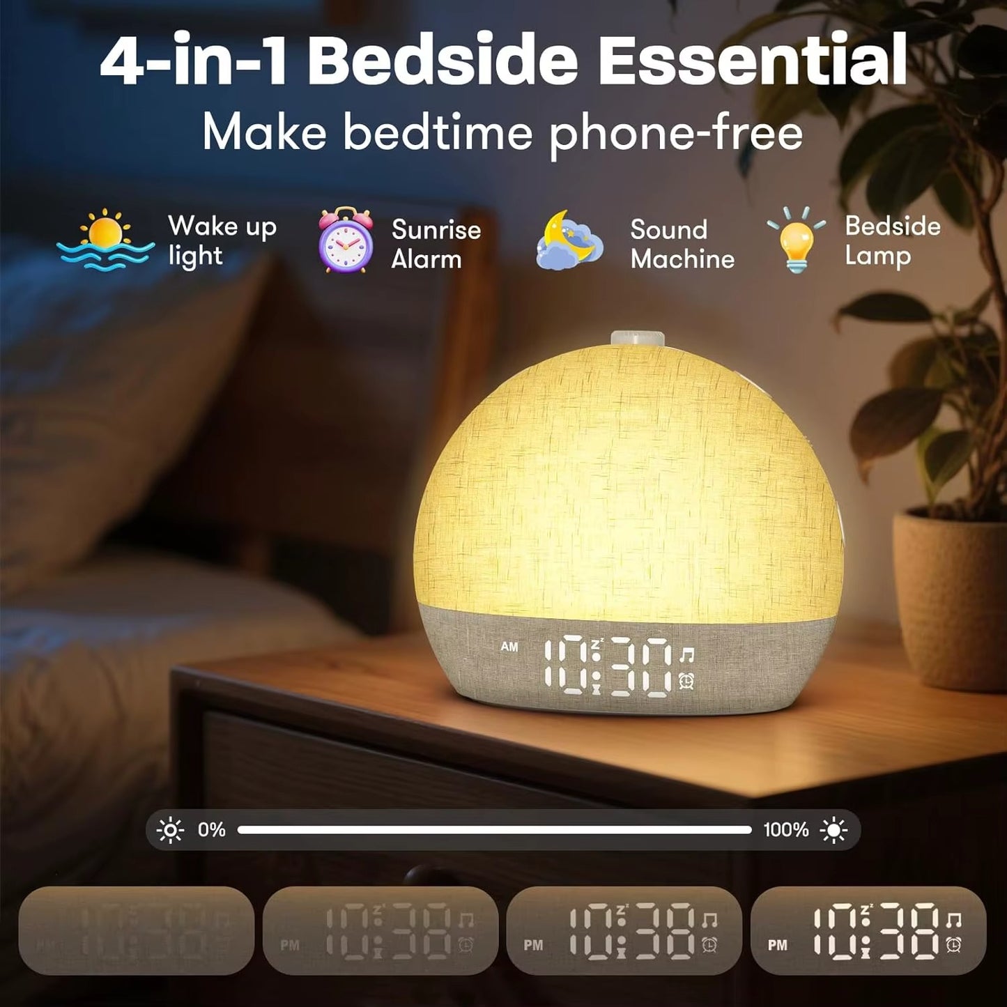 Wake Up Light Sunrise Alarm Clock Timer 30 White Noise Sound Machine Dimmable RGB Night Lights Sleep Aid Snooze Ideal for Gift Alphinea Store