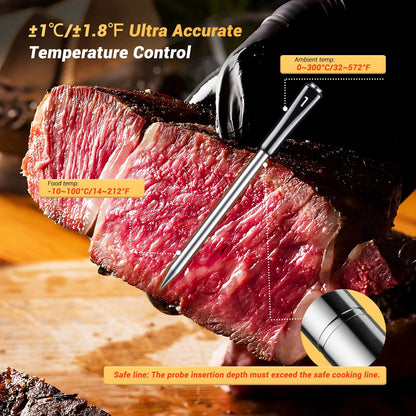 Truly Wireless Meat Thermometer 2 Types Waterproof Digital Food Thermometer for Turkey Beef Rotisserie Grill Oven BBQ Alphinea Store