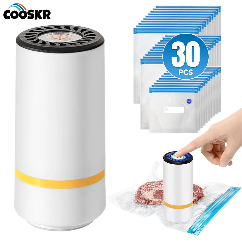 Vacuum Sealer Pump Electric Air Pump Rechargeable Automatic Sealing Machine with Reusable Vacuum Sealer Bags Food Packaging Bag Alphinea Store