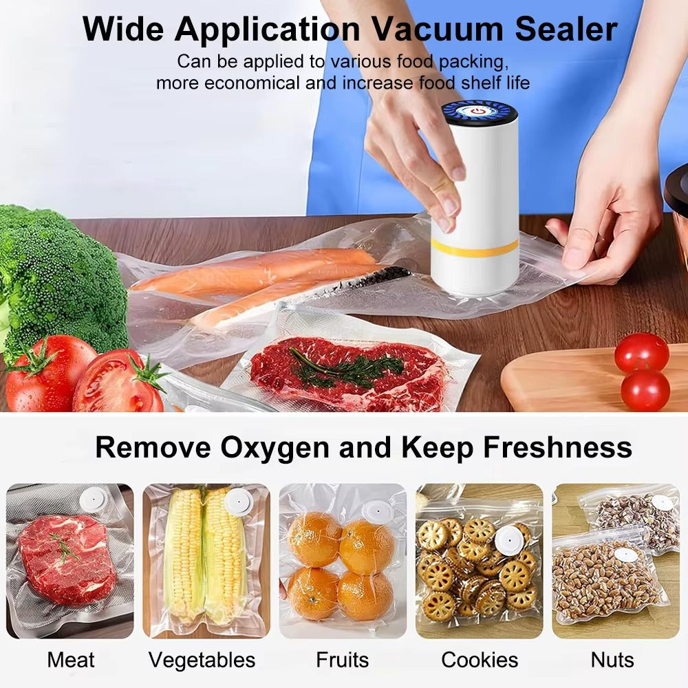 Vacuum Sealer Pump Electric Air Pump Rechargeable Automatic Sealing Machine with Reusable Vacuum Sealer Bags Food Packaging Bag Alphinea Store