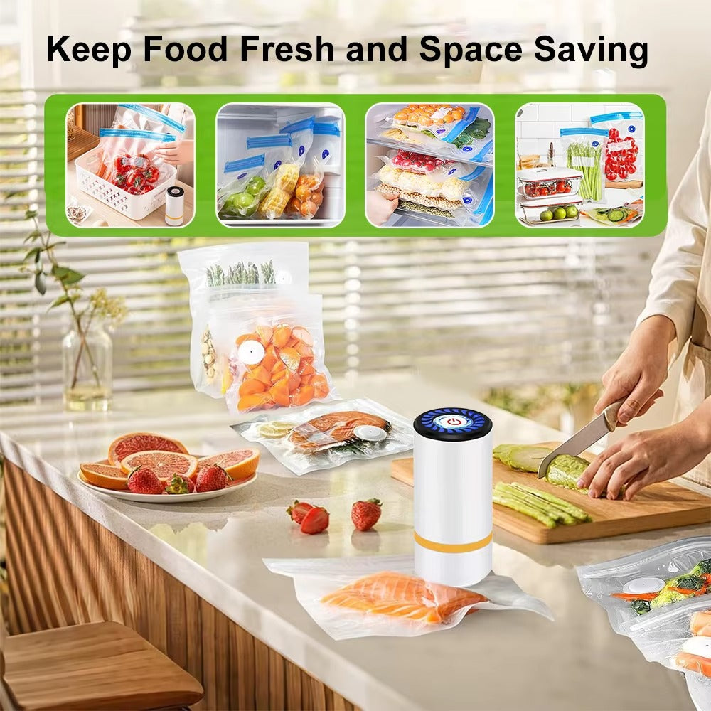 Vacuum Sealer Pump Electric Air Pump Rechargeable Automatic Sealing Machine with Reusable Vacuum Sealer Bags Food Packaging Bag Alphinea Store