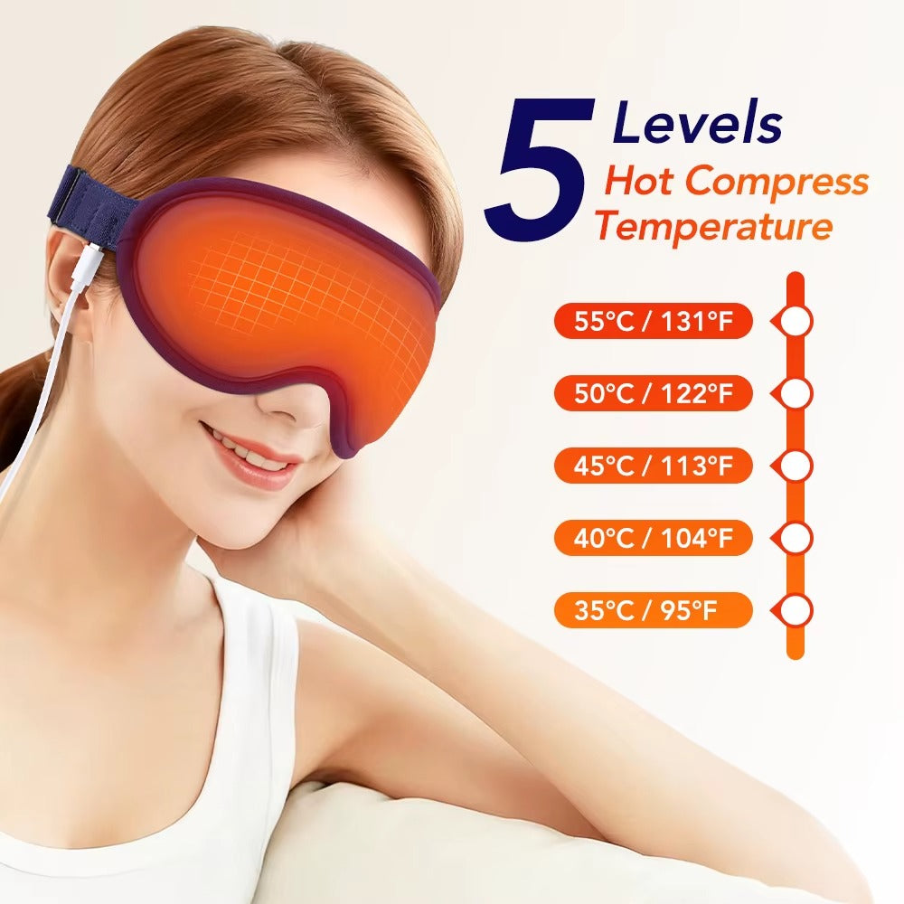 Heated Eye Masks For Dry Eyes 3D Rechargeable Adjustable Heat Massage Eyemask Relieve Eye Strain Office Home Sleeping Eyeshade Alphinea Store