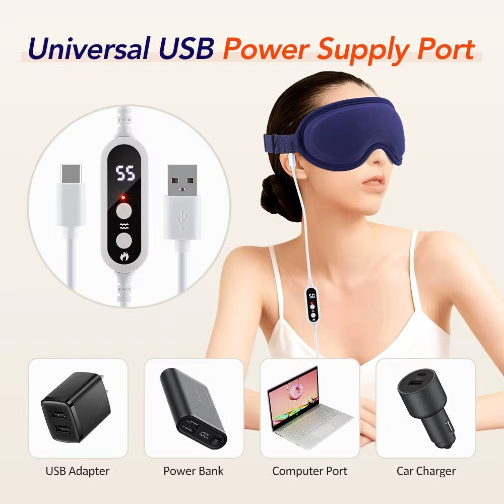 Heated Eye Masks For Dry Eyes 3D Rechargeable Adjustable Heat Massage Eyemask Relieve Eye Strain Office Home Sleeping Eyeshade Alphinea Store