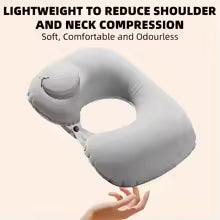 U-Shaped Inflatable Travel Pillow Portable Air Neck Support Cushion Comfortable Sleeping Press to inflate pillow neck pillow Alphinea Store