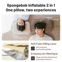 Feather Bone 2-in-1 Foam Inflatable Pillow Waterproof Oilproof Stainproof Adjustable Soft Breathable Camp Travel Nap Alphinea Store