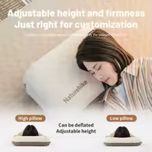 Feather Bone 2-in-1 Foam Inflatable Pillow Waterproof Oilproof Stainproof Adjustable Soft Breathable Camp Travel Nap Alphinea Store