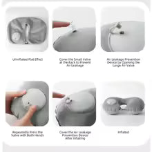 U-Shaped Inflatable Travel Pillow Portable Air Neck Support Cushion Comfortable Sleeping Press to inflate pillow neck pillow Alphinea Store