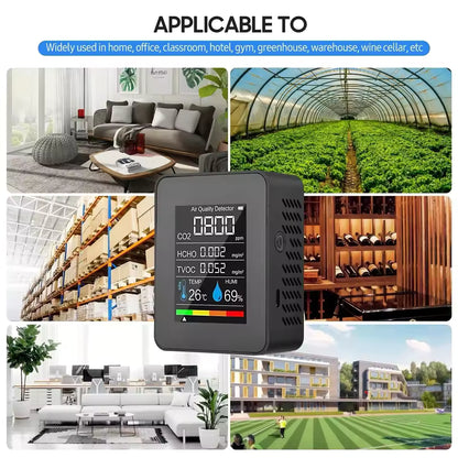 5 in1 Temperature Humidity Tester CO2 Meter Digital Carbon Dioxide TVOC HCHO Detector Air Quality Monitor Alphinea Store