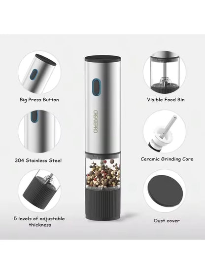 Electric Salt and Pepper Grinder Automatic Rechargeable Pepper Mill Shakers Adjustable Coarseness Kitchen Appliances Alphinea Store
