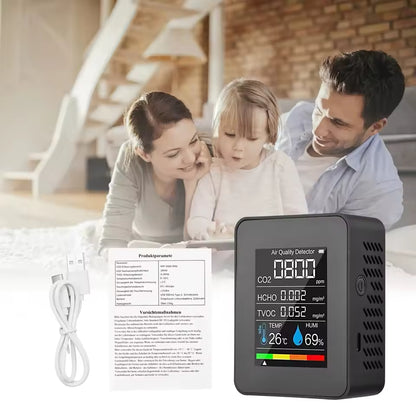 5 in1 Temperature Humidity Tester CO2 Meter Digital Carbon Dioxide TVOC HCHO Detector Air Quality Monitor Alphinea Store