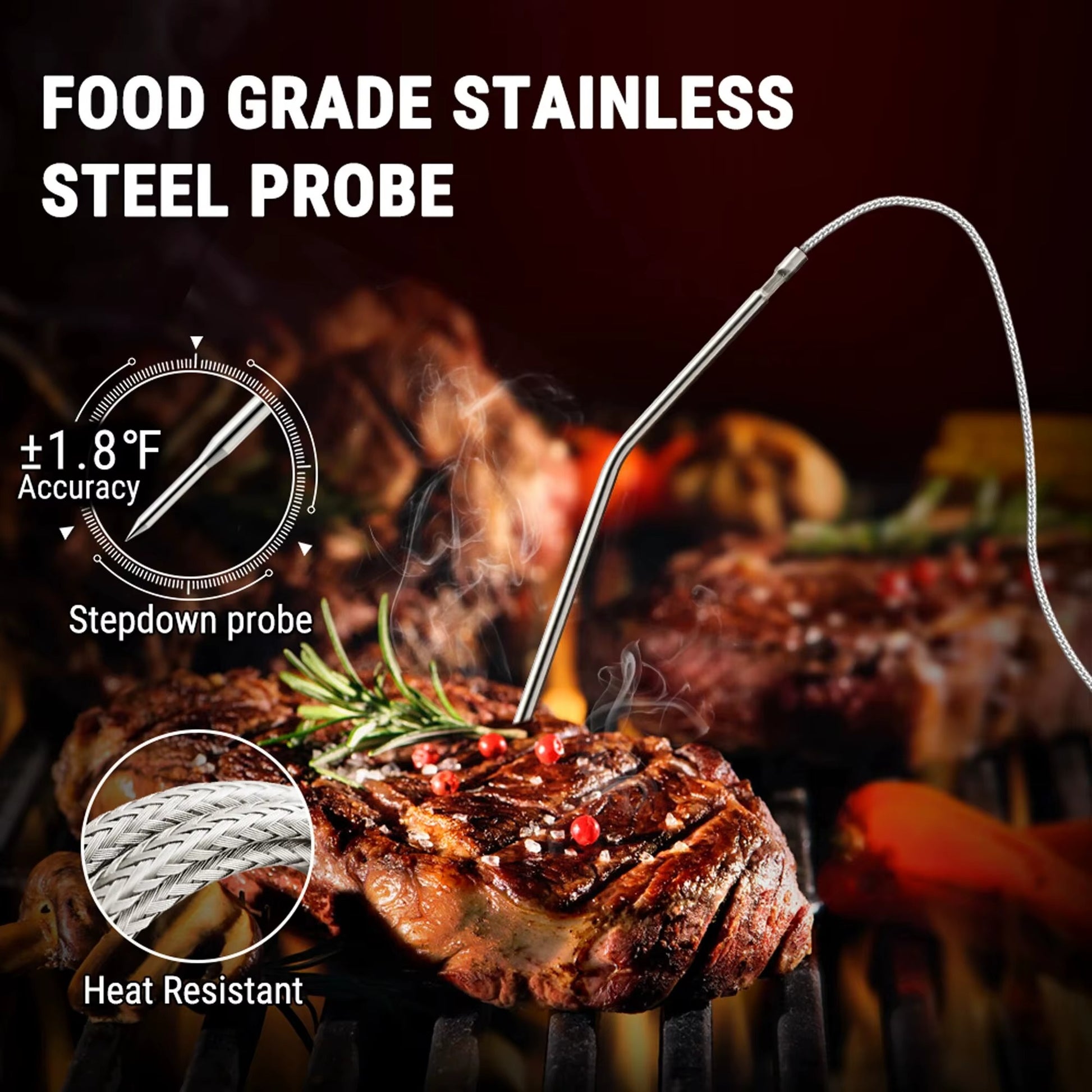 ThermoPro TP06B Digital Kitchen Food Thermometer Single Probe with Timer/Temperature Alarm for Smoker BBQ Meat Cooking Alphinea Store
