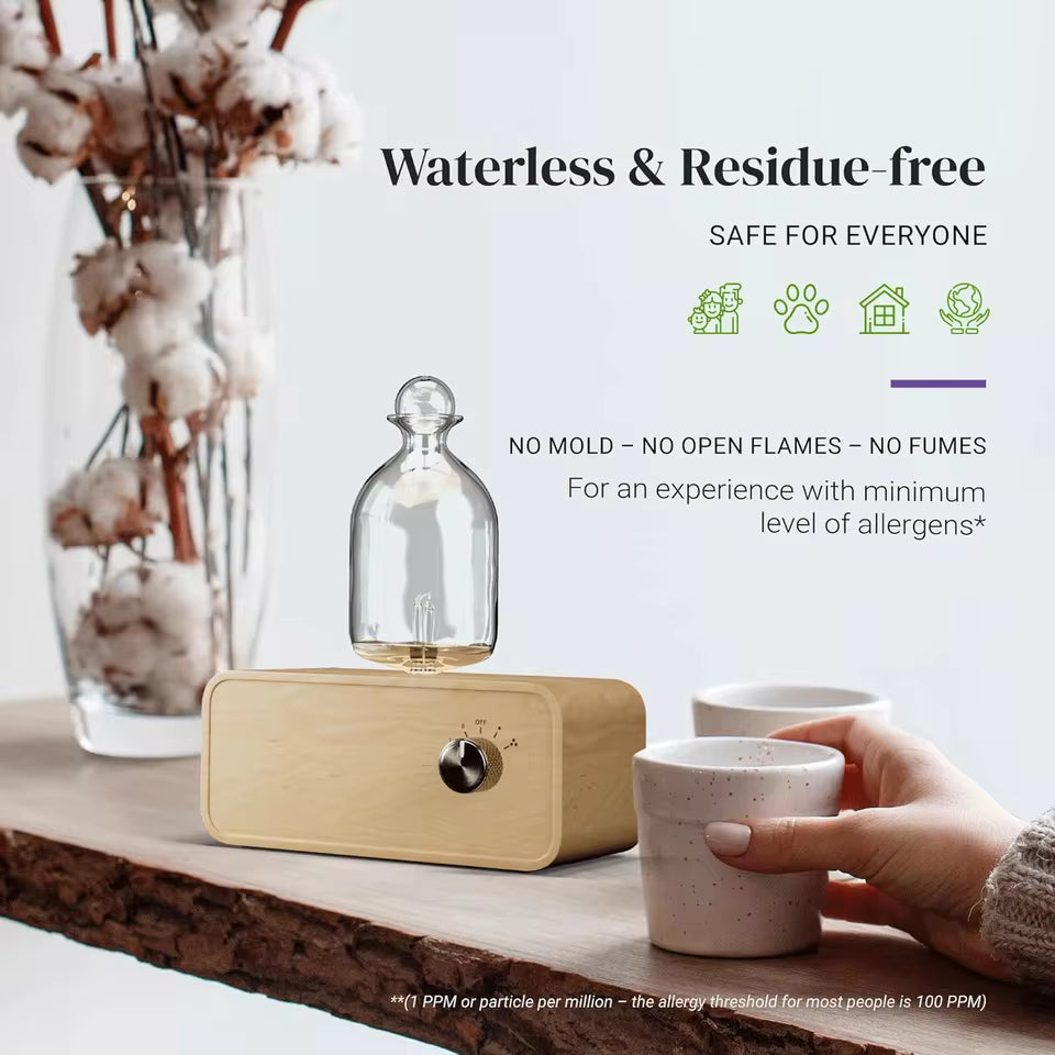 Rechargeable Essential Oil Diffuser Waterless Nebulizing Diffuser Electric Smell for Home Office Wood and Glass Aroma Diffuser Alphinea Store