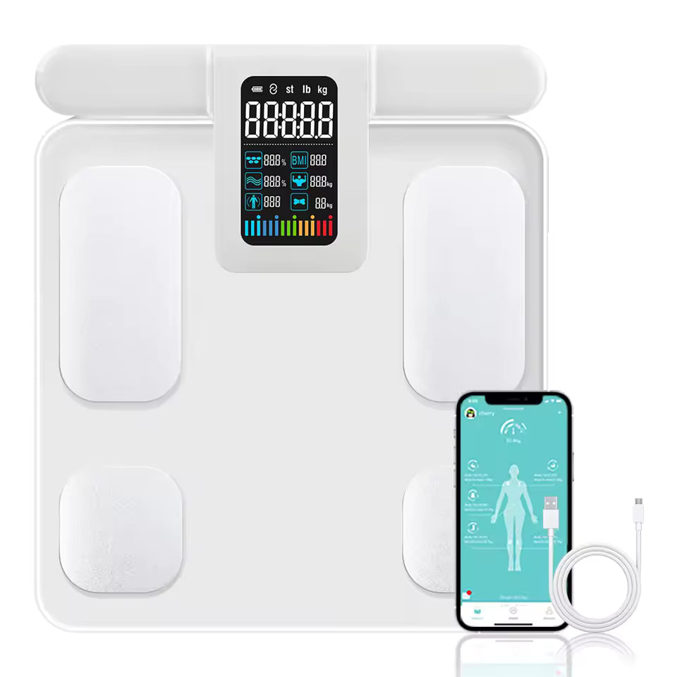 Smart 8 Electrode Scale Bioimpedance Electronic Digital Weight Balance Fat Body Water Muscle Mass BMI Composition Scale Alphinea Store