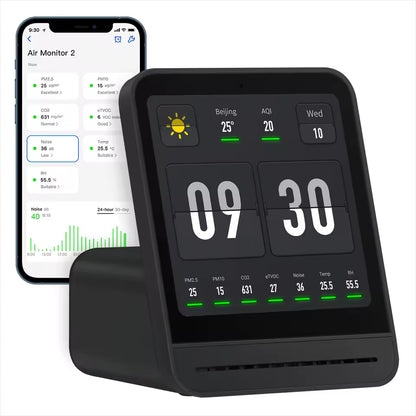Air Monitor Gen 2, 7in1 Indoor Air Quality Meter Detects PM2.5,CO2,PM10,eTOVC,Noise,Temperature and Humidity,with Alarm Alphinea Store