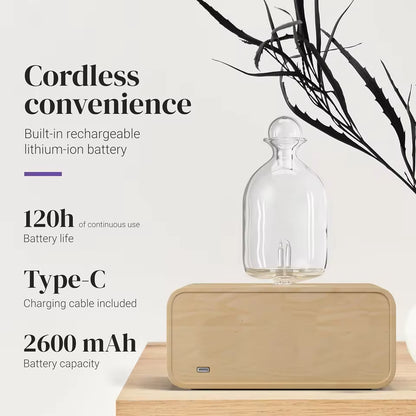 Rechargeable Essential Oil Diffuser Waterless Nebulizing Diffuser Electric Smell for Home Office Wood and Glass Aroma Diffuser Alphinea Store