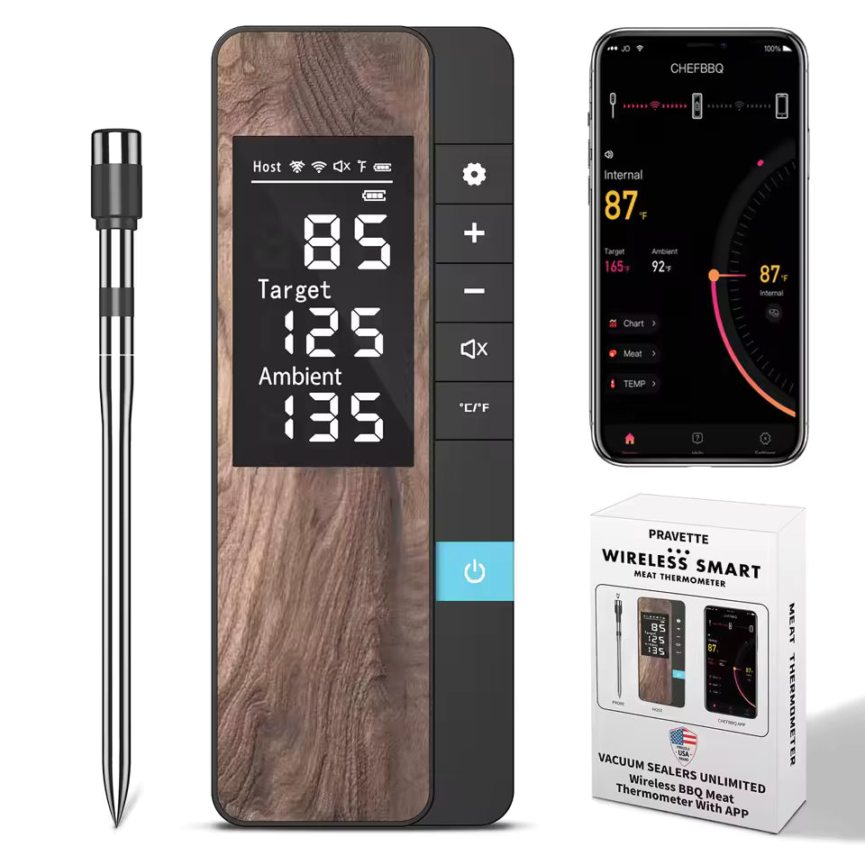 Wireless Meat Thermometer Digital Bluetooth Probe Thermometer Rechargeable with LCD Screen & Mobile APP for BBQ Oven Rotisserie Alphinea Store