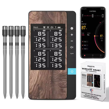 Wireless Meat Thermometer Digital Bluetooth Probe Thermometer Rechargeable with LCD Screen & Mobile APP for BBQ Oven Rotisserie Alphinea Store