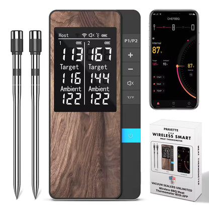 Wireless Meat Thermometer Digital Bluetooth Probe Thermometer Rechargeable with LCD Screen & Mobile APP for BBQ Oven Rotisserie Alphinea Store