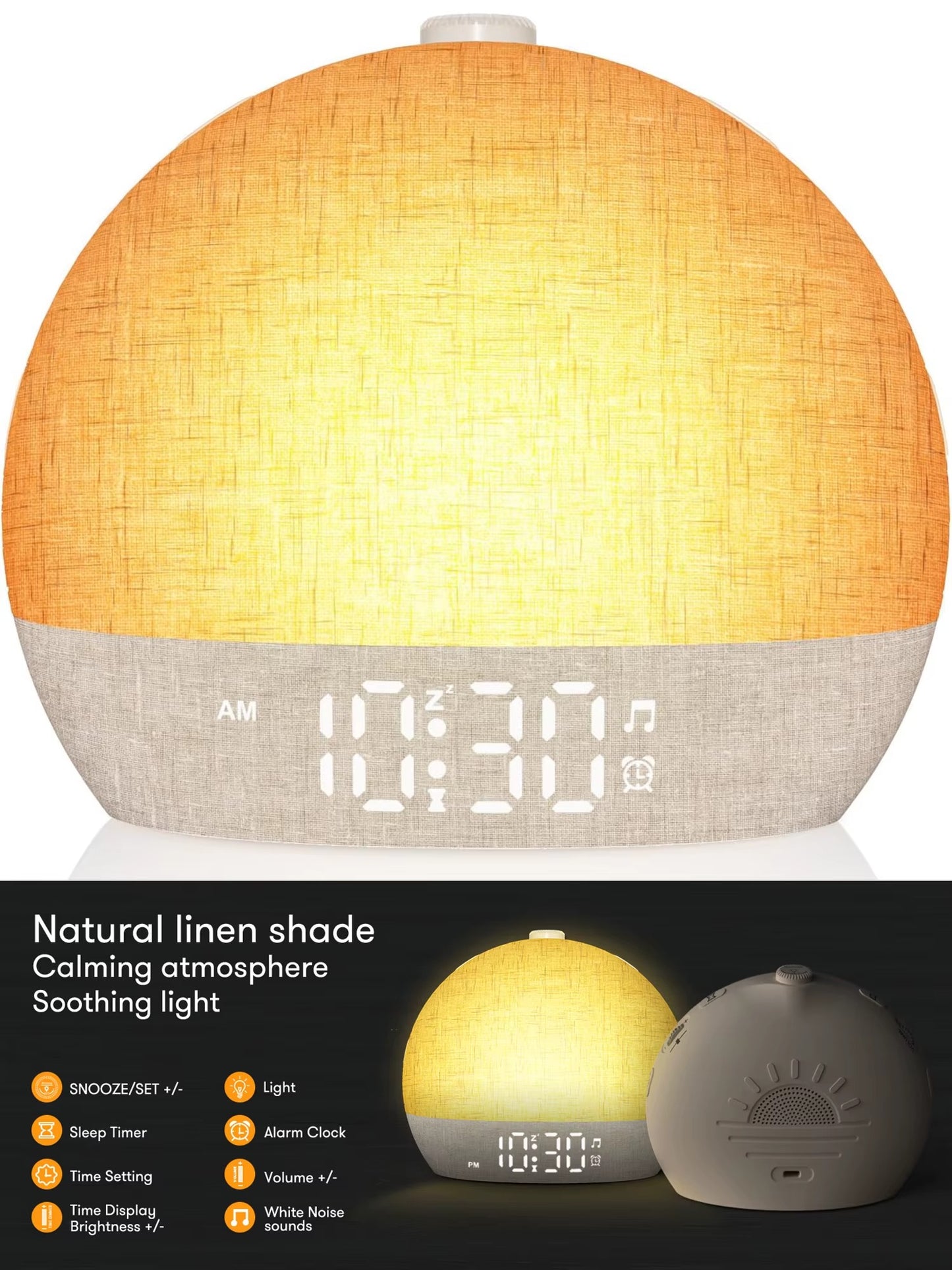 Wake Up Light Sunrise Alarm Clock Timer 30 White Noise Sound Machine Dimmable RGB Night Lights Sleep Aid Snooze Ideal for Gift Alphinea Store