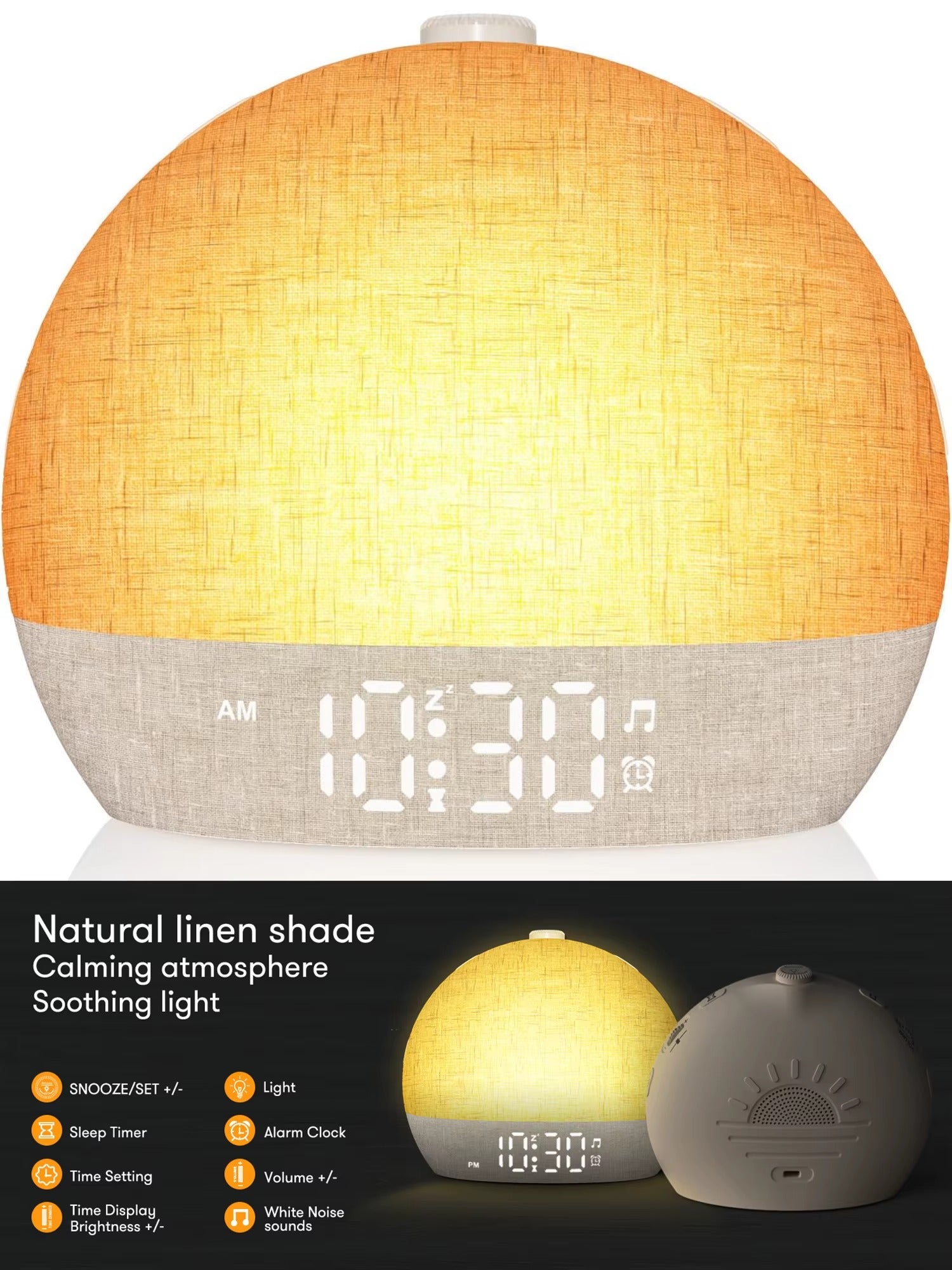 Wake Up Light Sunrise Alarm Clock Timer 30 White Noise Sound Machine Dimmable RGB Night Lights Sleep Aid Snooze Ideal for Gift Alphinea Store