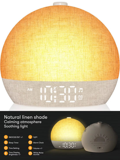 Wake Up Light Sunrise Alarm Clock Timer 30 White Noise Sound Machine Dimmable RGB Night Lights Sleep Aid Snooze Ideal for Gift Alphinea Store
