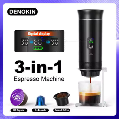 Wireless Electric Portable Espresso Coffee Machine for Car & Home Camping Coffee Maker 3-in-1 Capsule Powder Travel Coffee Maker Alphinea Store