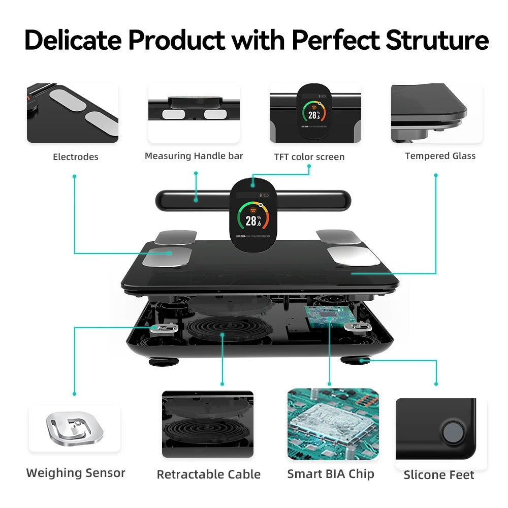 Body Composition Analyzer Professional Personal Weight Loss Fitness Scale Smart Body Fat Scale 8 Electrodes Bioimpedance Scales Alphinea Store
