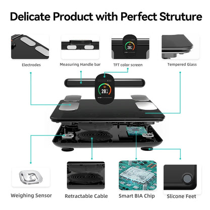 Body Composition Analyzer Professional Personal Weight Loss Fitness Scale Smart Body Fat Scale 8 Electrodes Bioimpedance Scales Alphinea Store