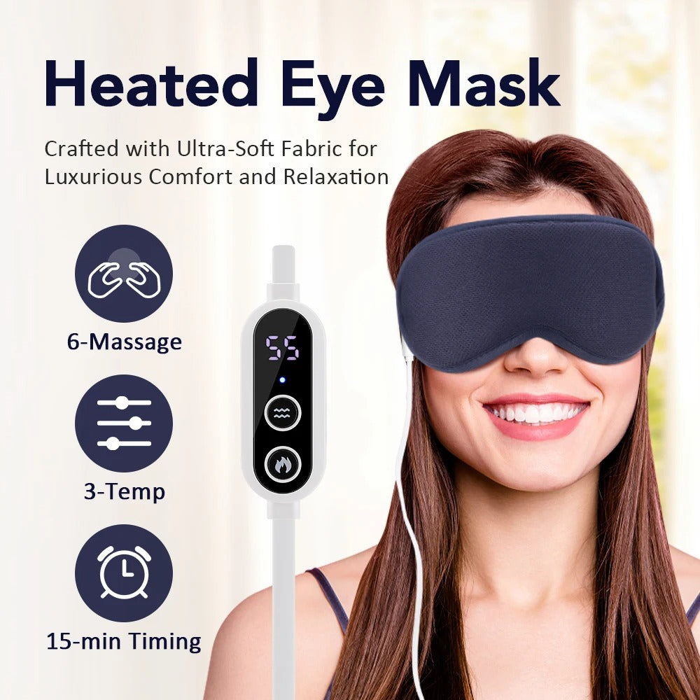 Hot Compress Electric Steam Eye Mask 3D Massage Constant Temperature Smart Timing Sleep Shading Sleeping Mask Eye Relief Alphinea Store