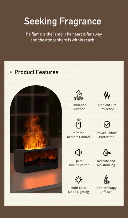 Creative Fireplace Air Humidifier Waterless Auto-Off Aroma Essential Oil Diffuser with LED Light Remote Control for Gift Alphinea Store