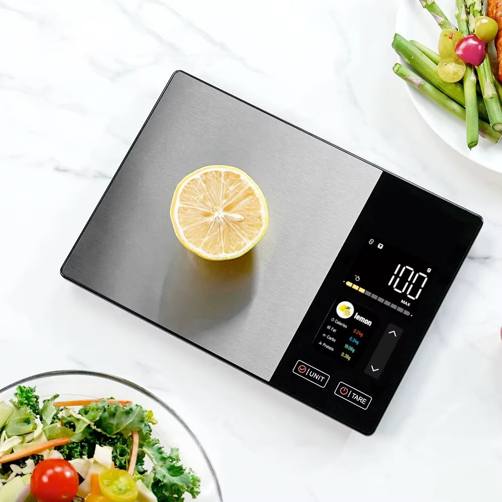 Smart Kitchen Scale Stainless Steel Food Calorie Protein Fat Carbs Nutritional Calculator 11LB/5kg Weight for Healthy Cooking Alphinea Store