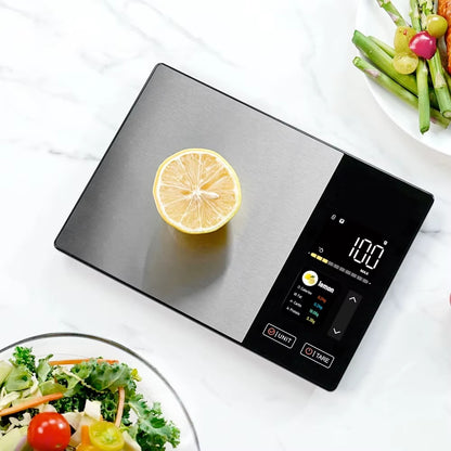 Smart Kitchen Scale Stainless Steel Food Calorie Protein Fat Carbs Nutritional Calculator 11LB/5kg Weight for Healthy Cooking Alphinea Store