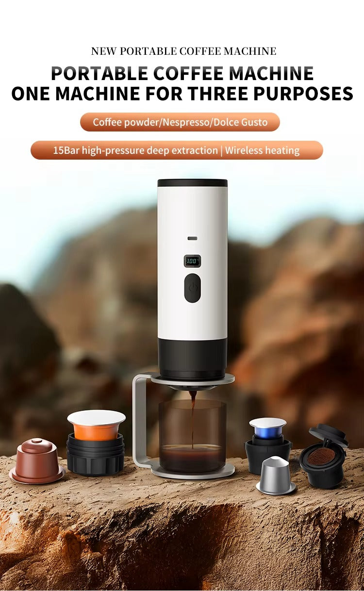 Portable Electric Coffee Maker 3-in-1 Capsule Coffee Grinder Travel Coffee Maker for Car and Home Camping Campany Alphinea Store