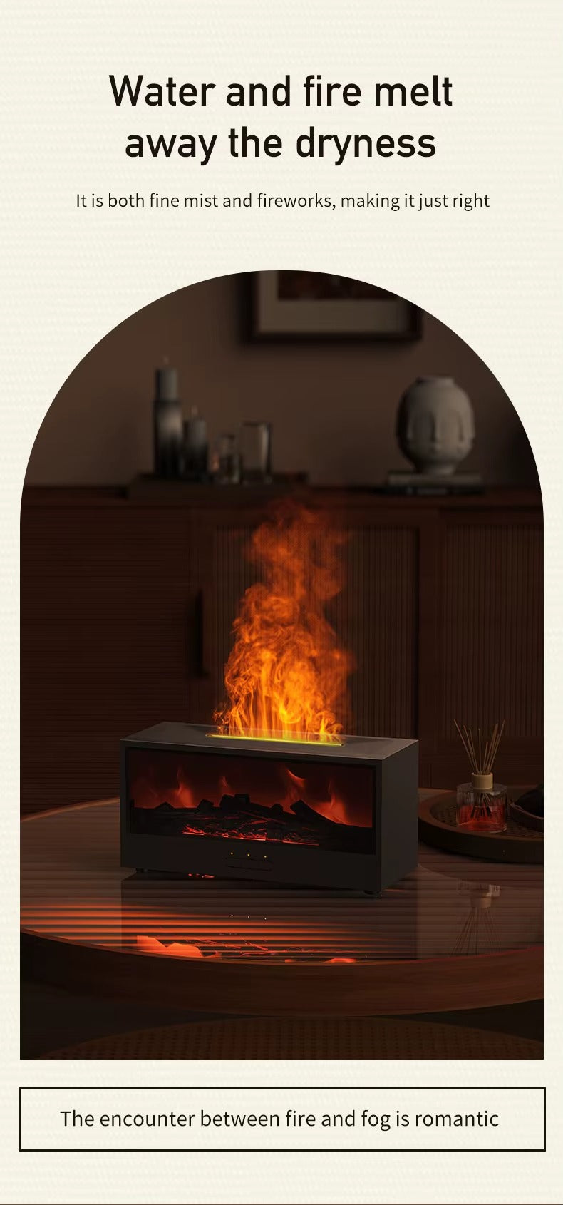 Creative Fireplace Air Humidifier Waterless Auto-Off Aroma Essential Oil Diffuser with LED Light Remote Control for Gift Alphinea Store