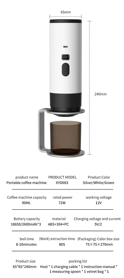 Portable Electric Coffee Maker 3-in-1 Capsule Coffee Grinder Travel Coffee Maker for Car and Home Camping Campany Alphinea Store