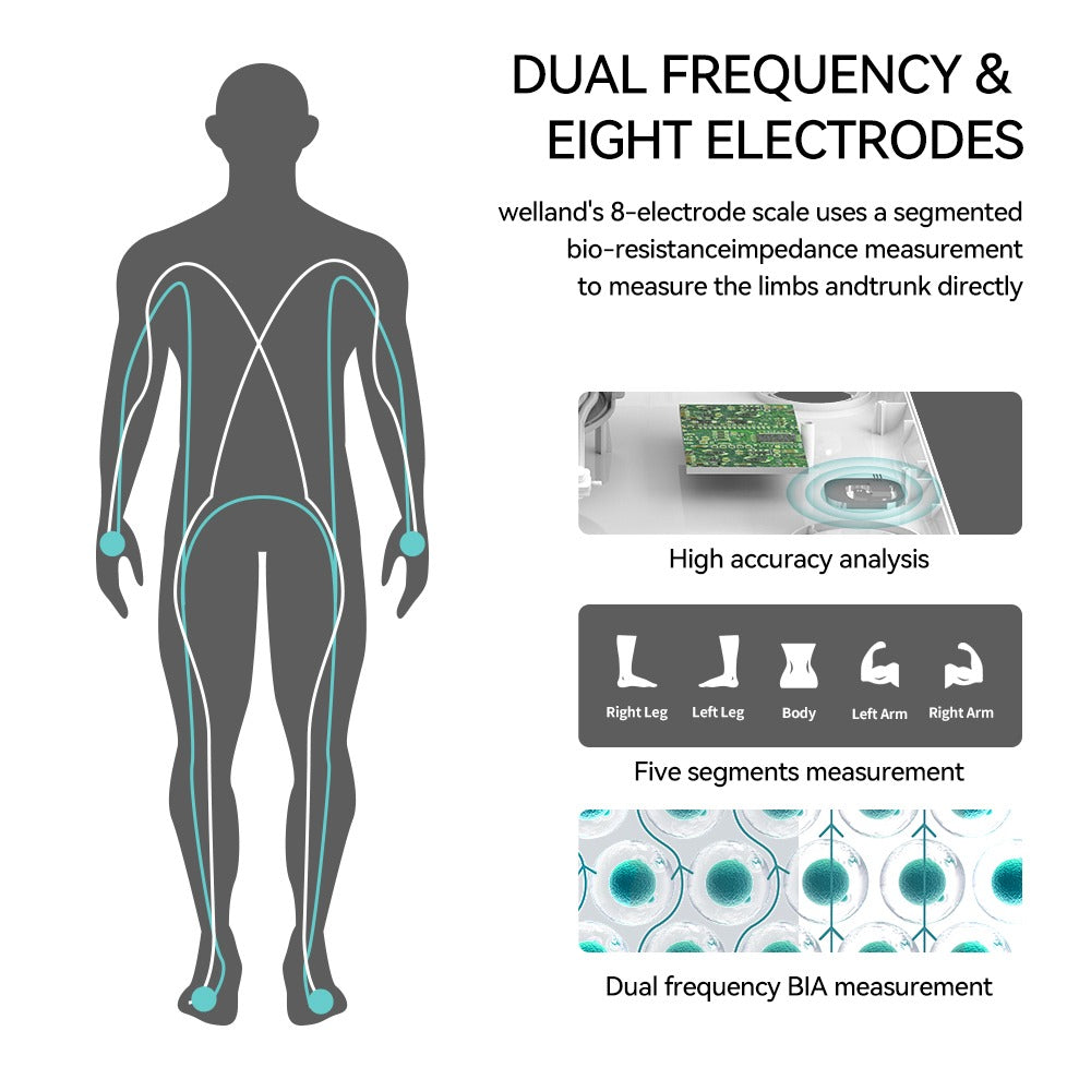 Smart 8 Electrode Scale Bioimpedance Electronic Digital Weight Balance Fat Body Water Muscle Mass BMI Composition Scale Alphinea Store