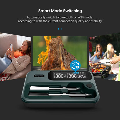 Smart Beef Meat Thermometer Wireless Bluetooth BBQ Thermometer with Long&Short Probes Precision Food Temp Gauge for Cooking Alphinea Store