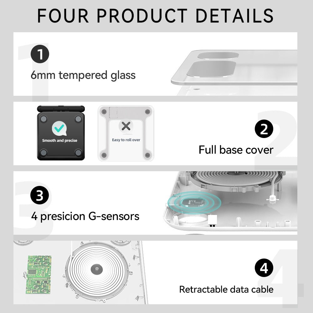 Smart 8 Electrode Scale Bioimpedance Electronic Digital Weight Balance Fat Body Water Muscle Mass BMI Composition Scale Alphinea Store